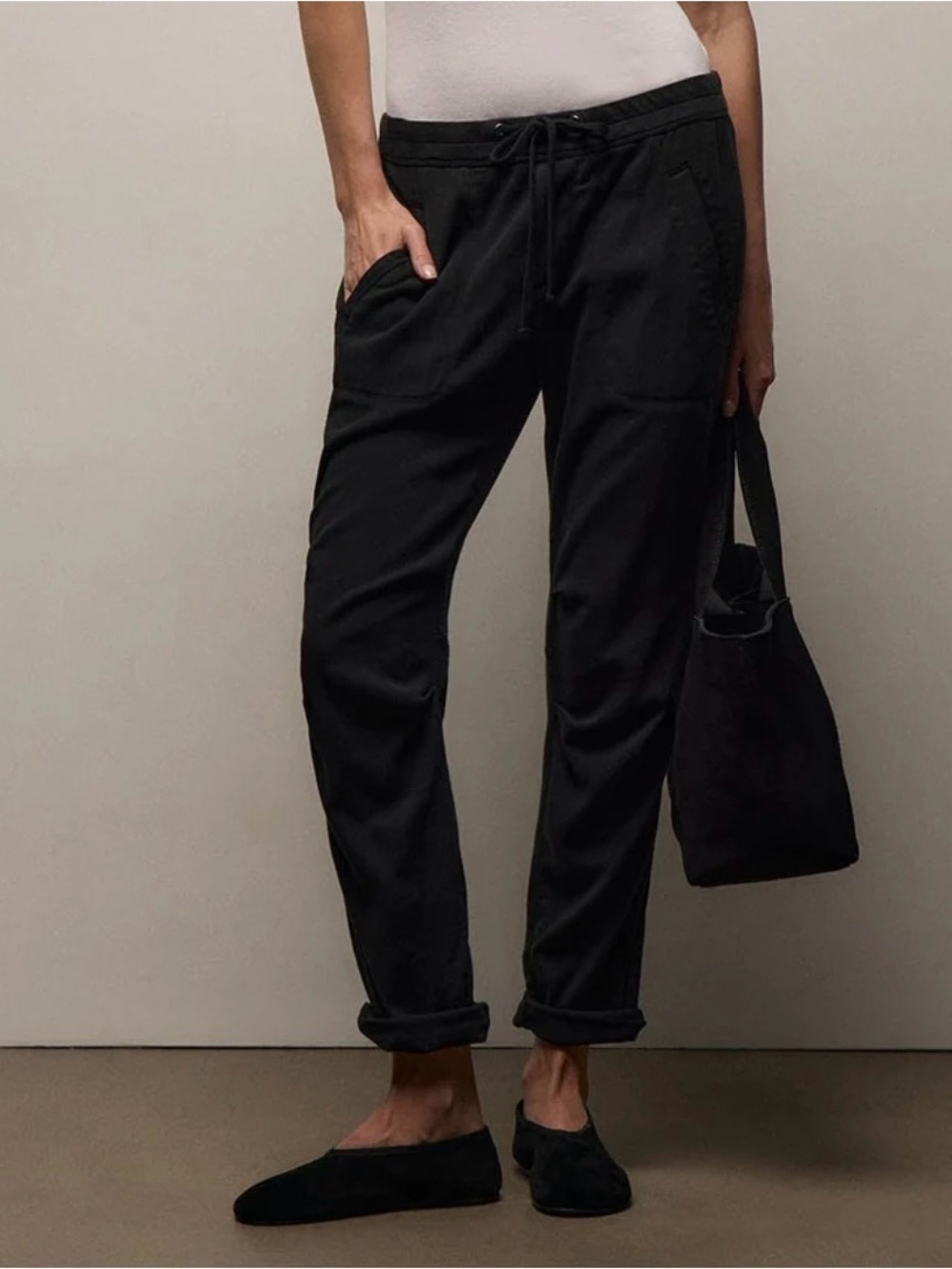 Standard James Perse Pants Soft Drape Jogger Women 3 Large Black Utility Relaxed